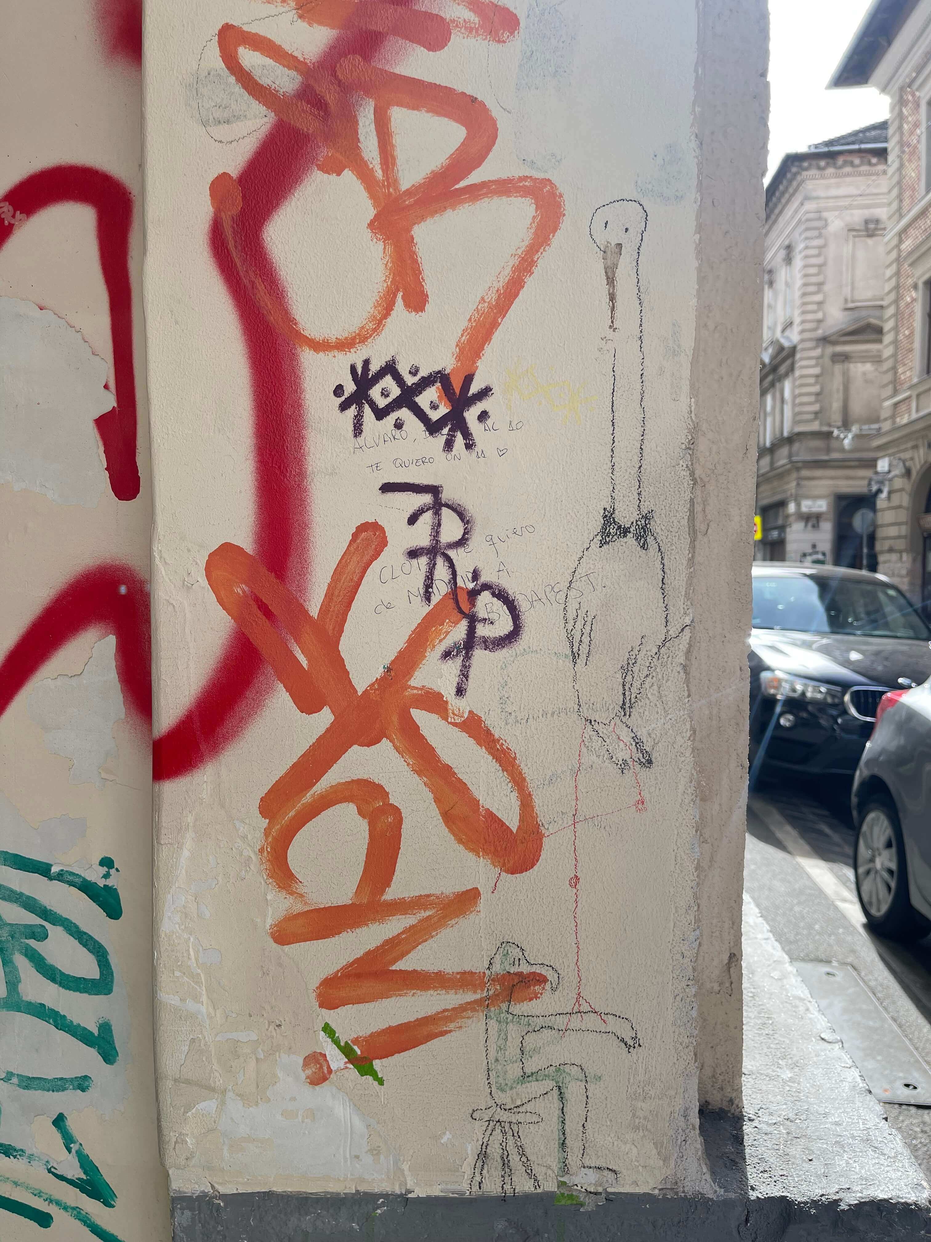 Stork drawing in Budapest
